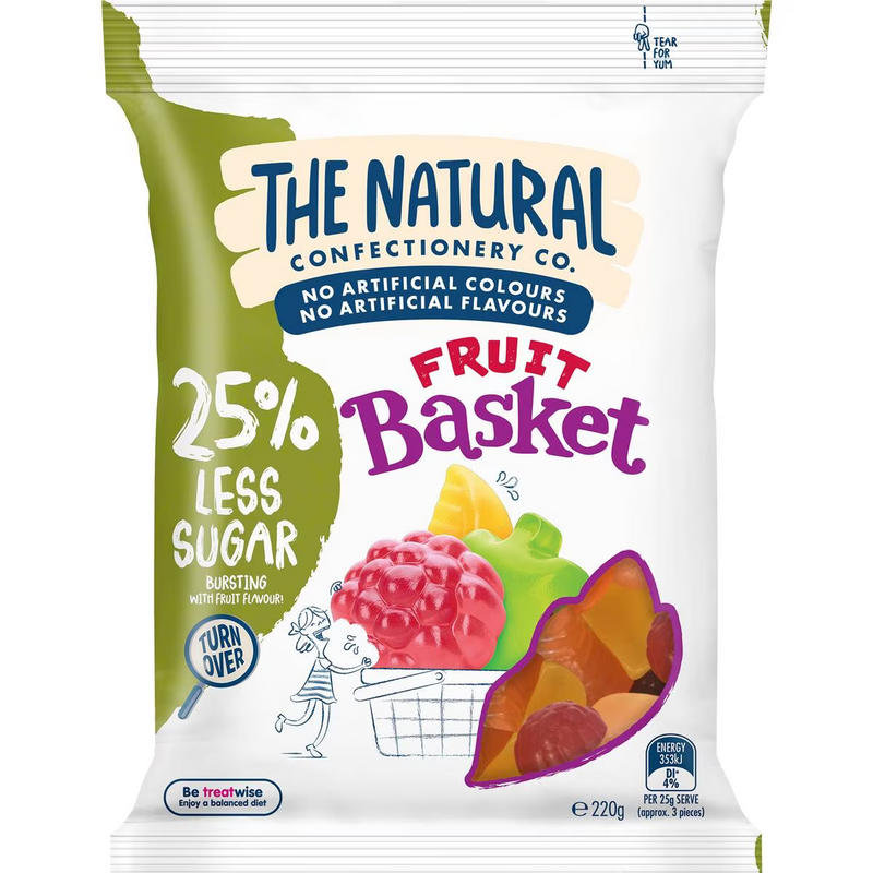 The Natural Confectionery Co. Fruit Basket 25% Less Sugar Lollies 220g
