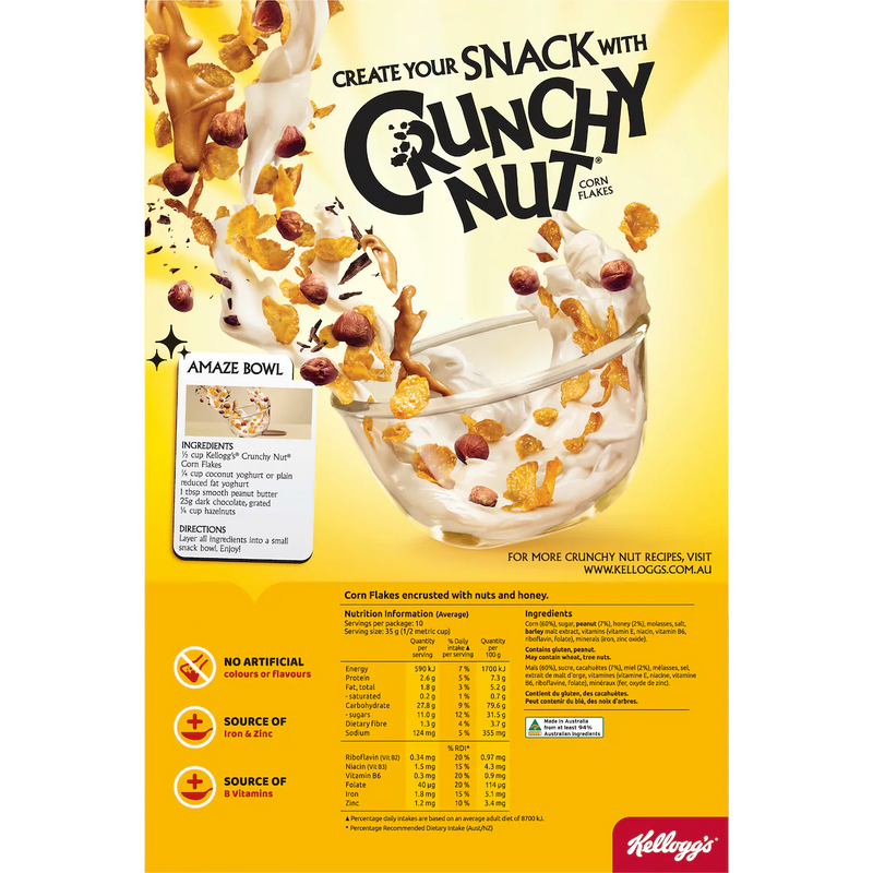 Kellogg's Crunchy Nut Corn Flakes Breakfast Cereal 380g