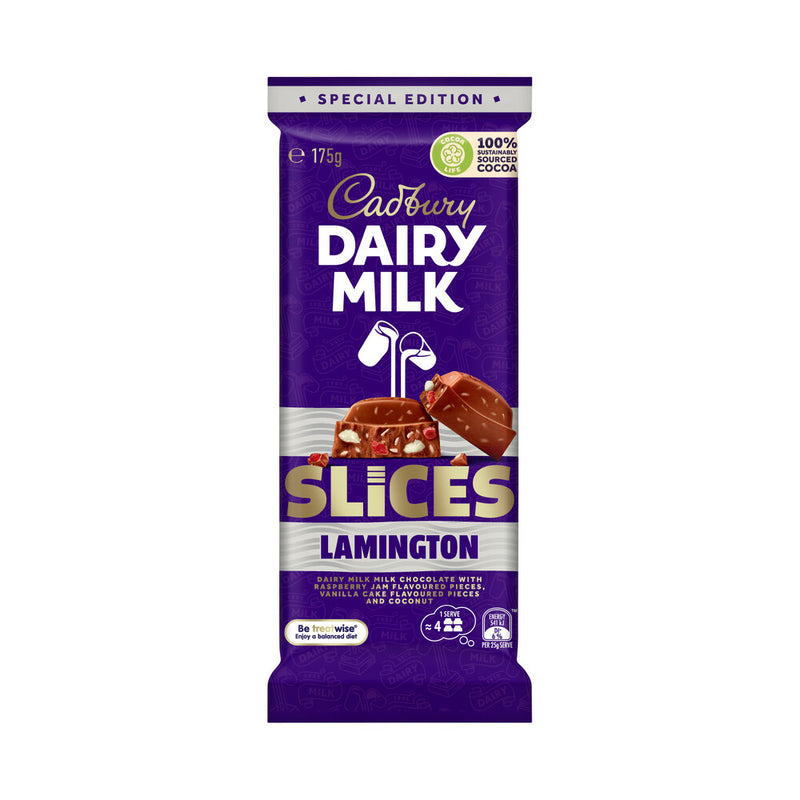 Cadbury Dairy Milk Slices Lamington Chocolate Block 175g