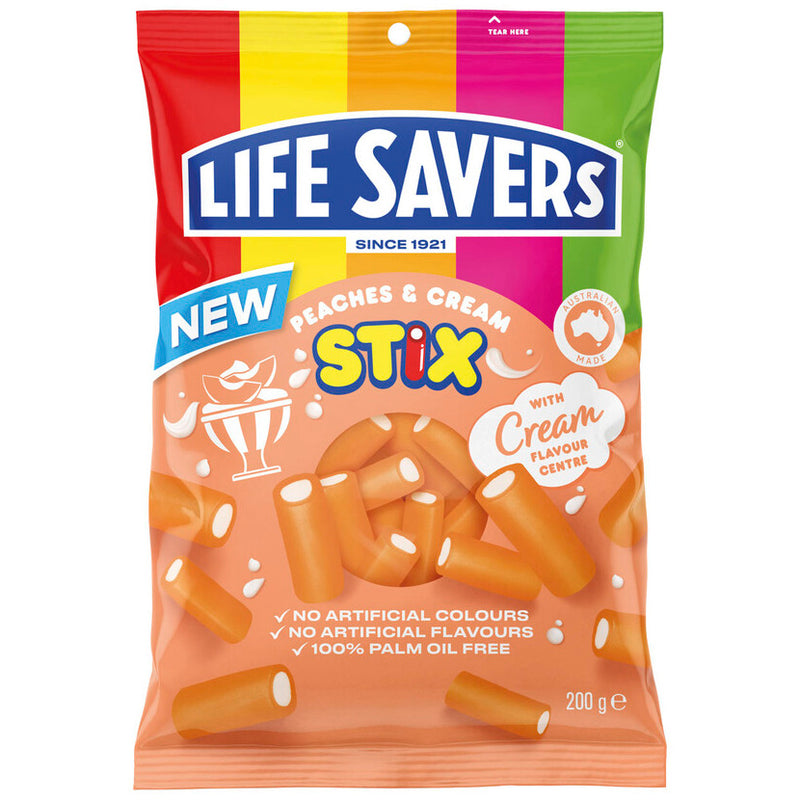 Lifesavers Peaches And Cream Stix 200g