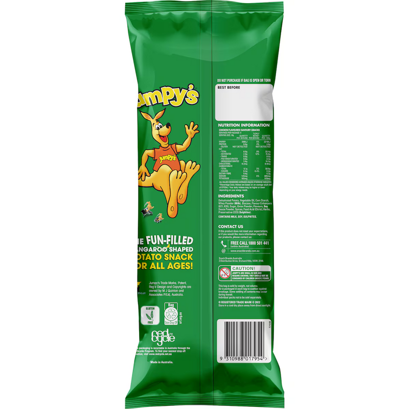 Jumpy's Shape Jumpy's Chicken Crunchy Potato Snacks 5 Packs 90g | Worldwide Shipping