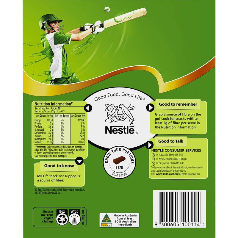Nestle Milo Dipped Snack Bars 10 Pack 270g