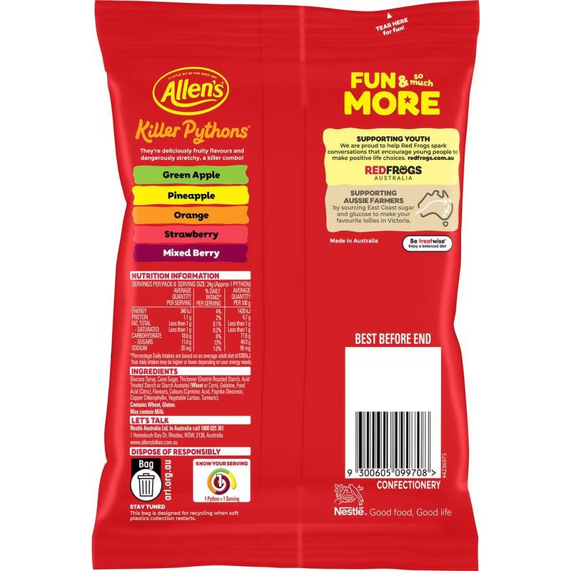 Allen's Killer Python Lollies 192g | Worldwide Shipping