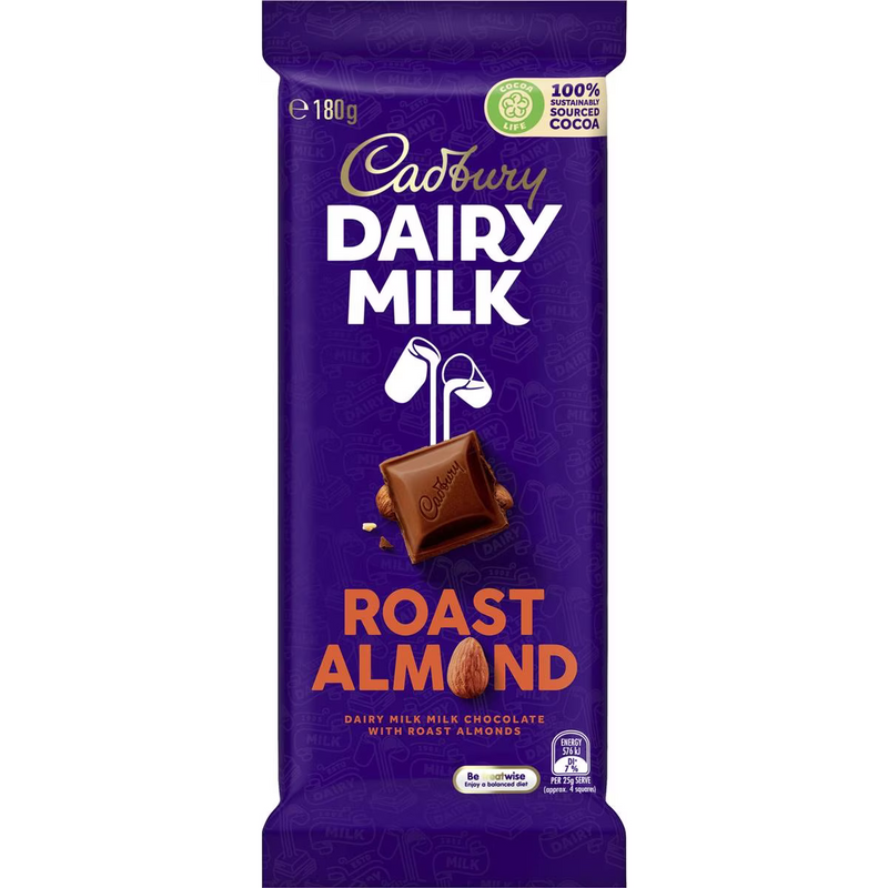 Cadbury Dairy Milk Roast Almond Chocolate Block 180g