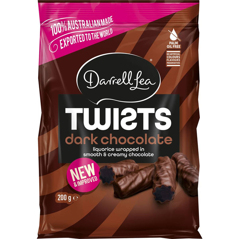 Darrell Lea Dark Chocolate Liquorice Twists 200g