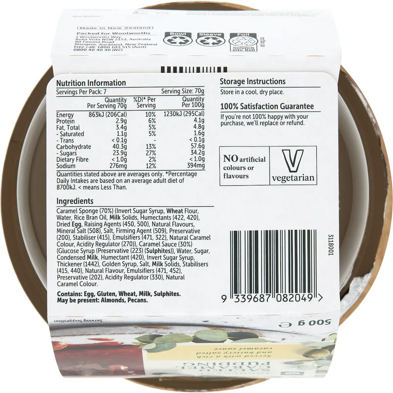 Woolworths Salted Caramel Pudding 500g