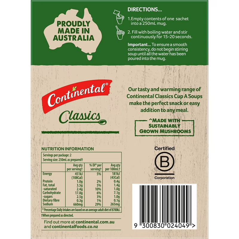Continental Classics Cup A Soup Pepper Steak & Mushroom 52g