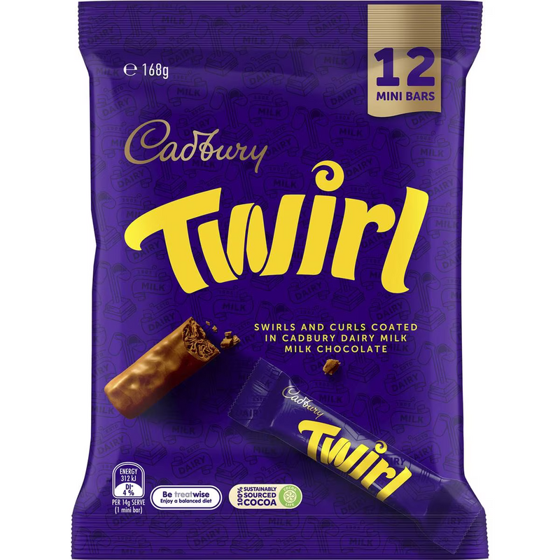 Cadbury Twirl Chocolate Sharepack 12 Pack 168g