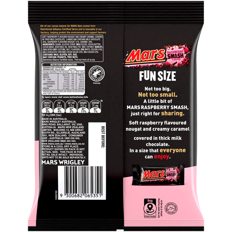 Mars Raspberry Smash Chocolate Sharepack 12 Pack 192g