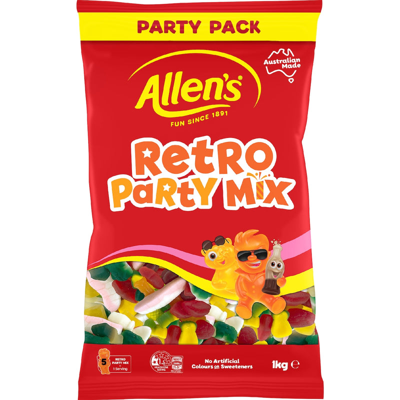 Allen's Retro Party Mix Lollies Bulk Bag 1kg