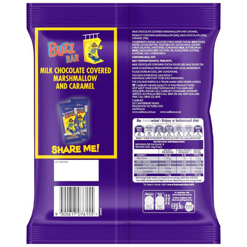 Cadbury Buzz Bar 8 Pack Sharepack 160g