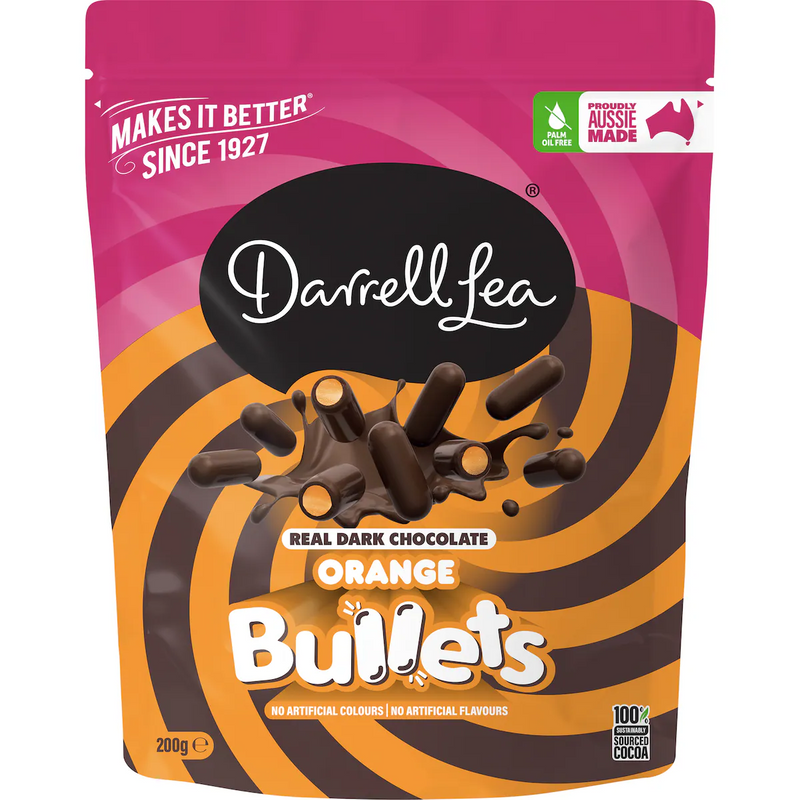 Darrell Lea Bullets Dark Chocolate Orange 200g