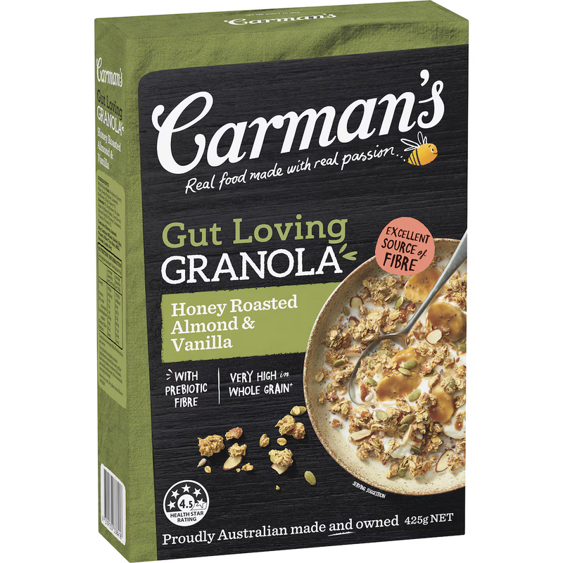 Carman's Gut Loving Granola Honey Roasted Almond & Vanilla 425g