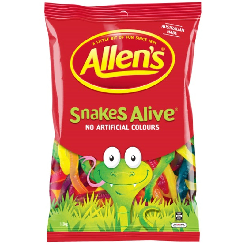 Allen's Snakes Alive Lollies 1kg Worldwide Shipping