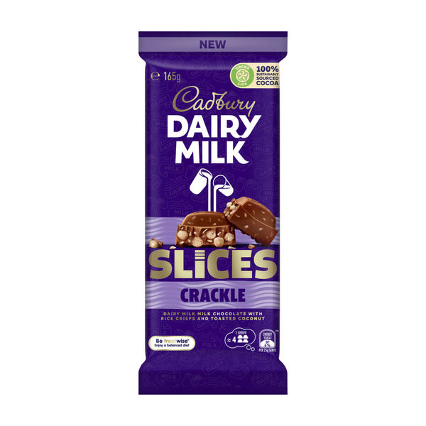 Cadbury Dairy Milk Slices Crackle Chocolate Block 165g