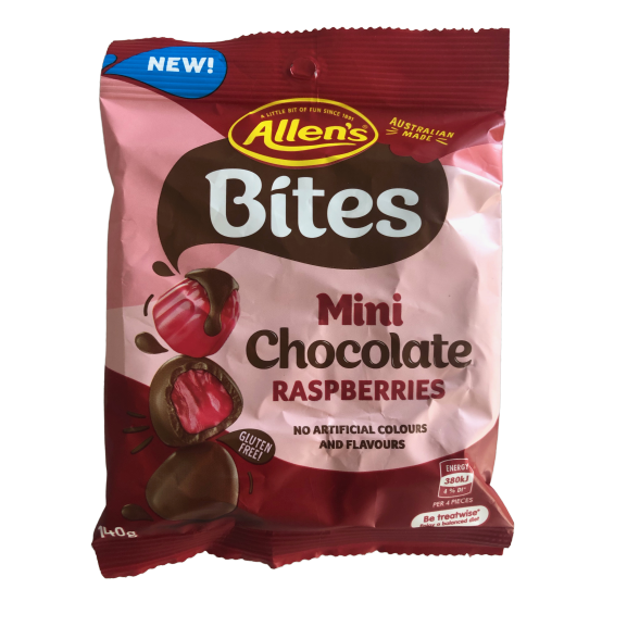 Allen's Bites Mini Chocolate Raspberries 120g