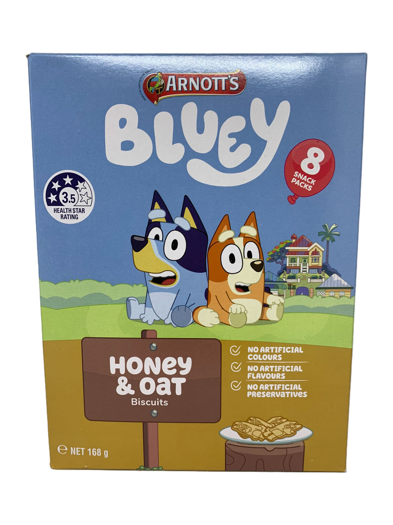 Arnott's Bluey Honey & Oat Flavoured Snacks 8 Pack 168g