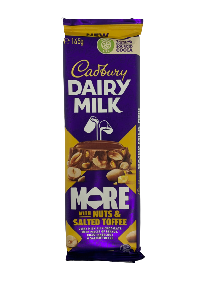 Cadbury Dairy Milk Nuts & Salted Toffee Chocolate Block 165g