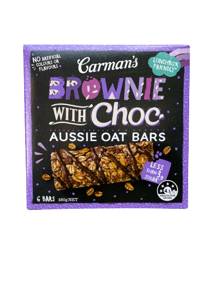 Carmans Brownie With Choc Aussie Oat Bar 180g