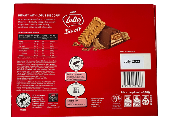 Nestle Kit Kat Chocolatory Special Edition Lotus Biscoff 490g