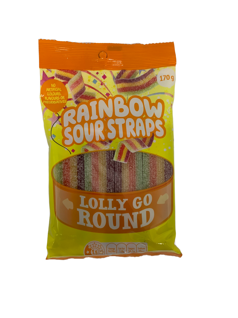 Lolly Go Round Rainbow Sour Straps 170g