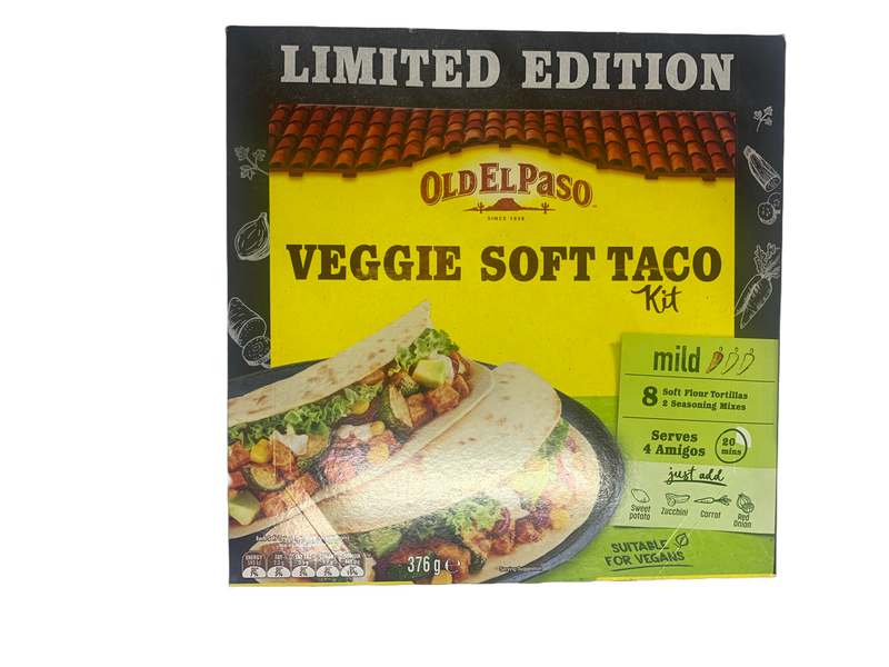 Old El Paso Veggie Soft Taco Kit Tortillas & Seasoning Mild 376g
