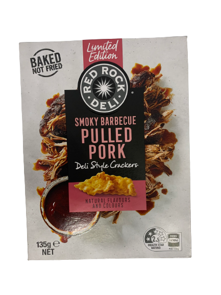 Red Rock Deli Smoky Barbecue Pulled Pork Deli Style Crackers 135g