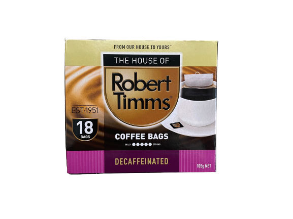 Robert Timms Decaffeinated Coffee Bags 18 pack 105g