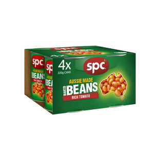 SPC Aussie Made Baked Beans Rich Tomato 4x220g cans