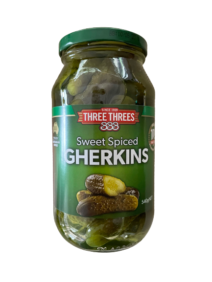 Three Threes Sweet Spiced Gherkins 540g