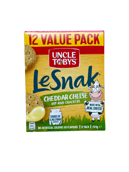 Uncle Tobys Le Snak Cheddar Cheese Dip & Crackers 12 Pack 264g