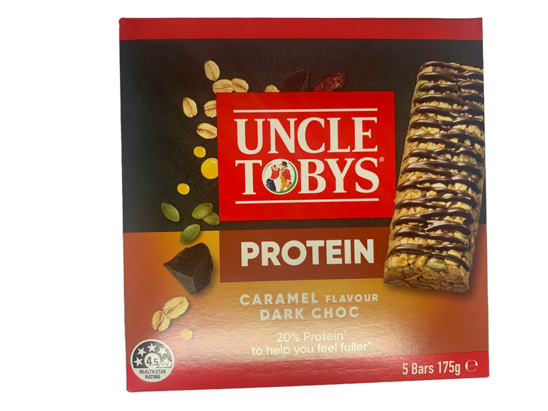 Uncle Tobys Protein Caramel Flavour Dark Choc 5 Pack 175g