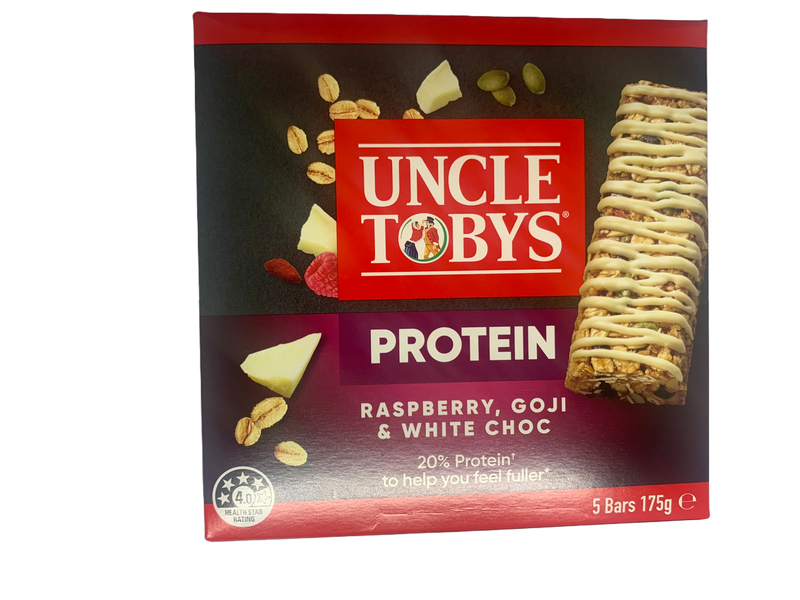 Uncle Tobys Protein Raspberry, Goji & White Choc Muesli Bars 5 Pack 175g