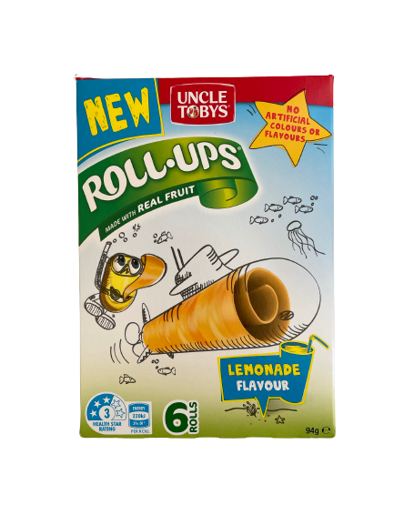 Uncle Tobys Roll-ups Lemonade 6 Rolls 94g