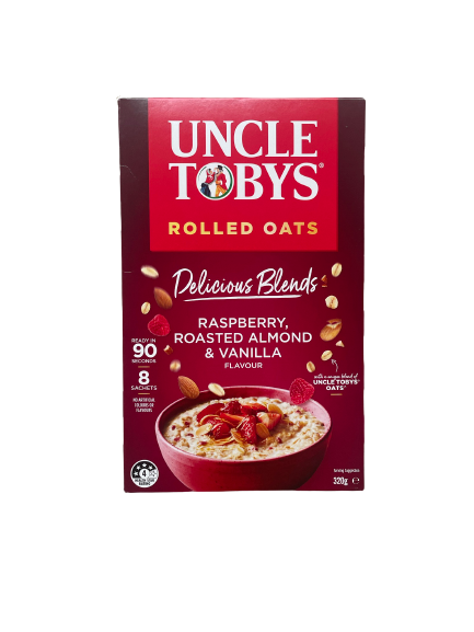 Uncle Tobys Rolled Oats Delicious Blends Raspberry, Almond & Vanilla 320g